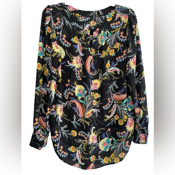 LOFT Top, Long Sleeve, Button Cuffs, Key Hole Cut, Floral,Paisley,Romantic, Sz S - Picture 2 of 8